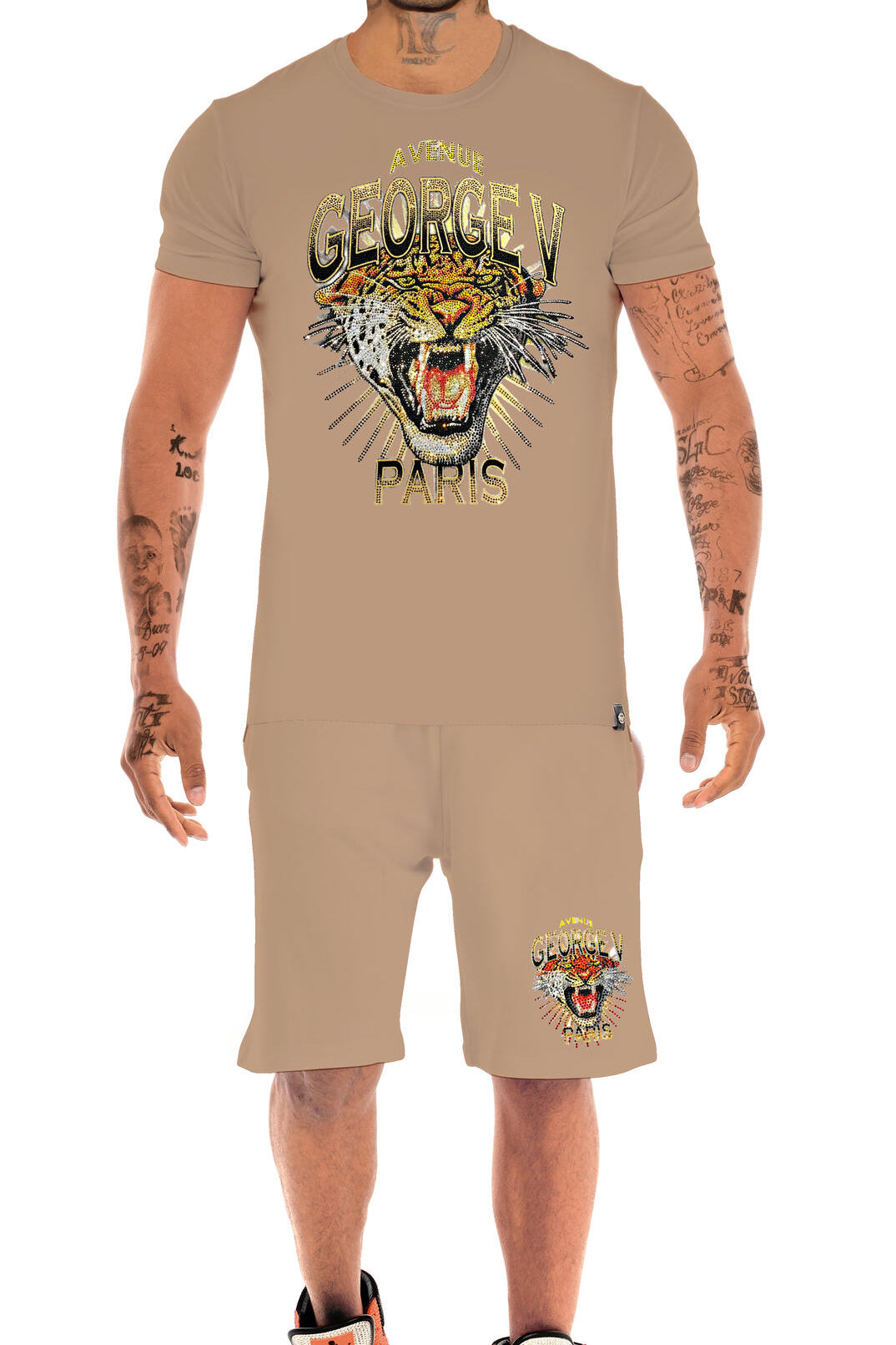 Conjunto de Camiseta y Short Tiger GV2748-1 Pedrería