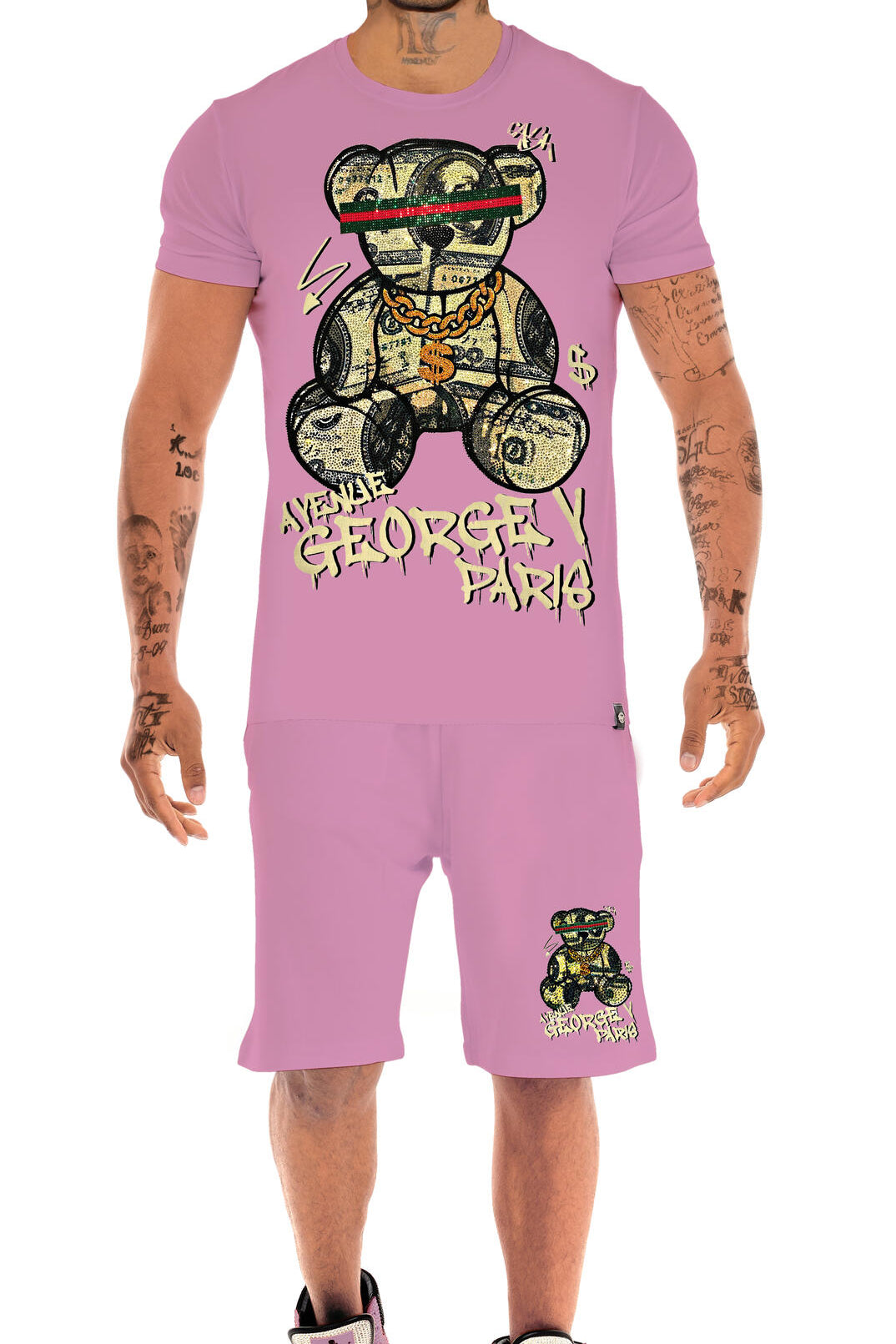 Rhinestone Dollabear T-shirt and Shorts Set GV2741