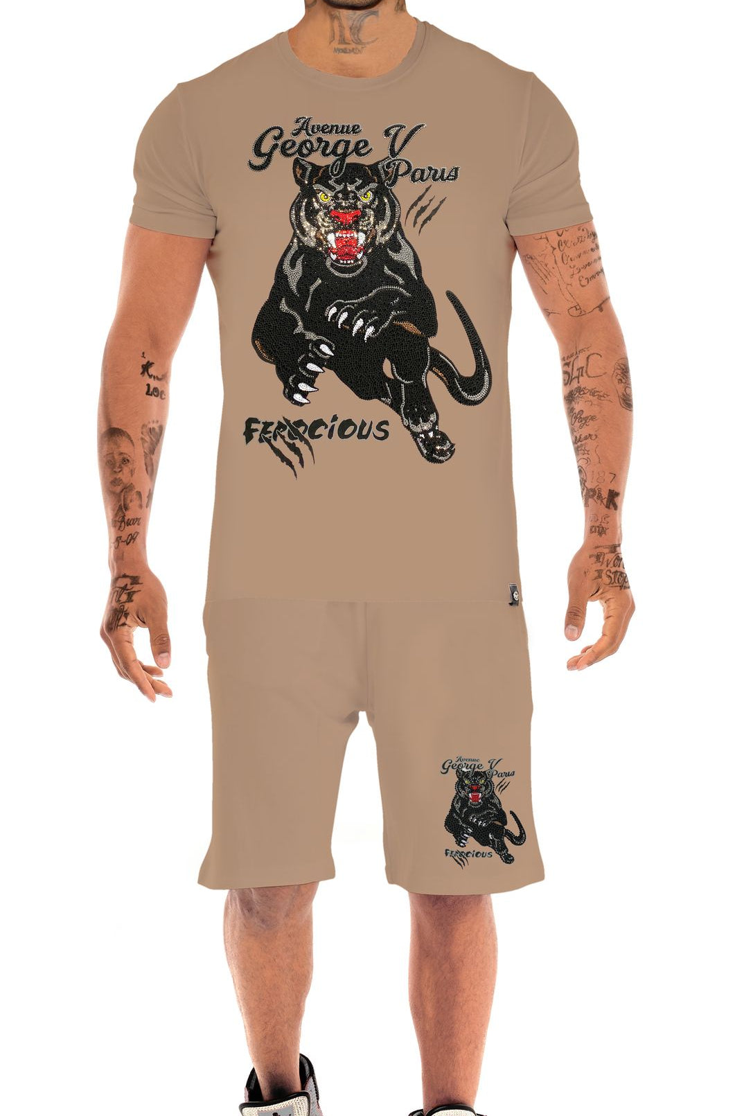 Ferocious GV2745-1 Rhinestone T-Shirt and Shorts Set