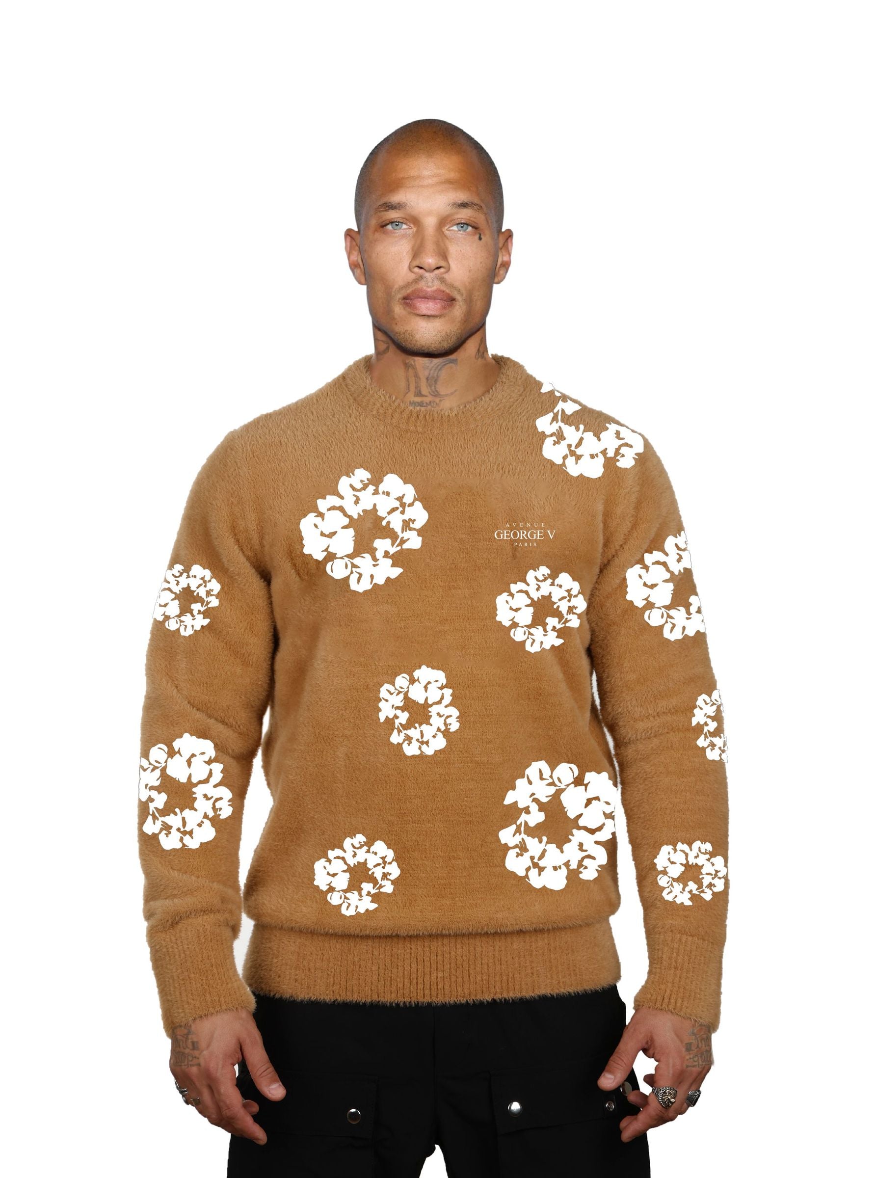 Pull GVT121 à Fleurs en Matière Douce