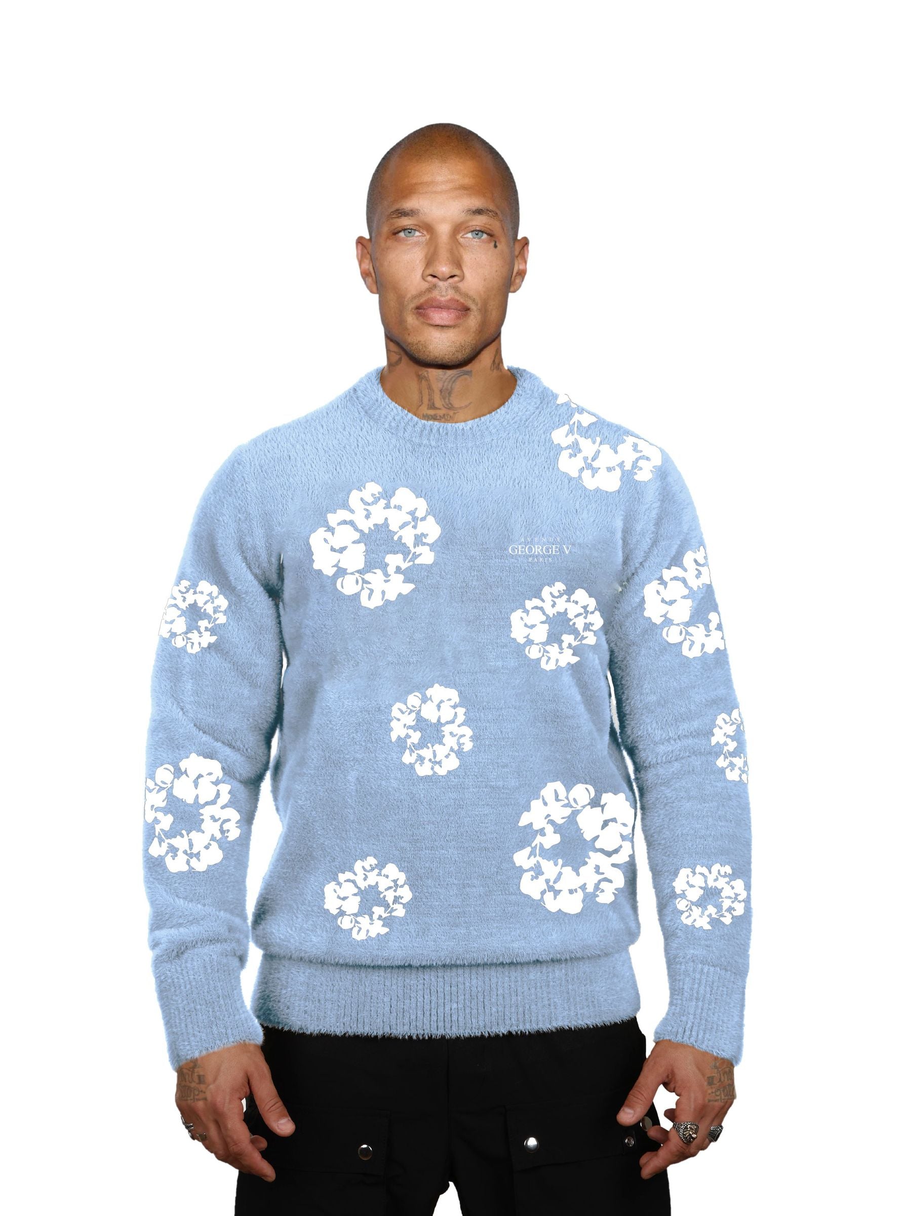 Pull GVT121 à Fleurs en Matière Douce