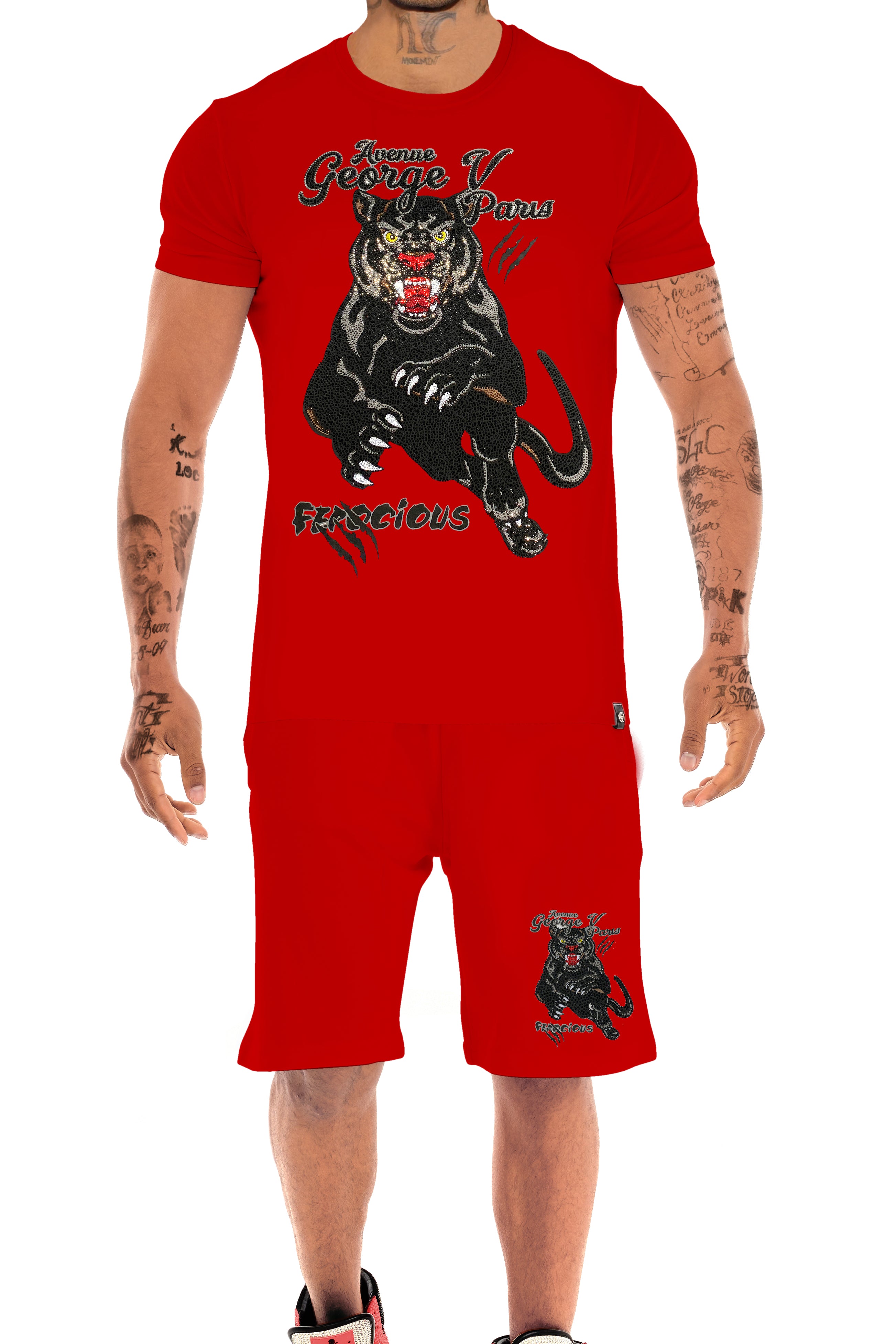 Ferocious GV2745-1 Rhinestone T-Shirt and Shorts Set